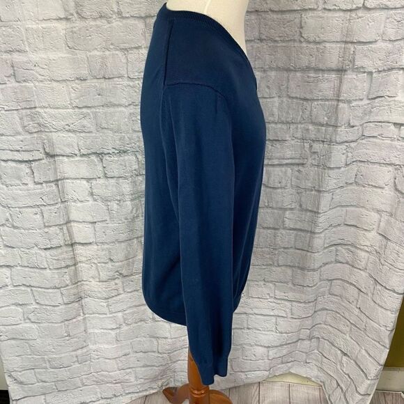 Express men sz Large V-neck longsleeve sweater navy blue - Picture 4 of 8